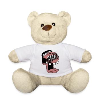 DJ Gesicht Lustig Lachen Sonnenbrille Party Musik - Teddy - Weiß - Vorne