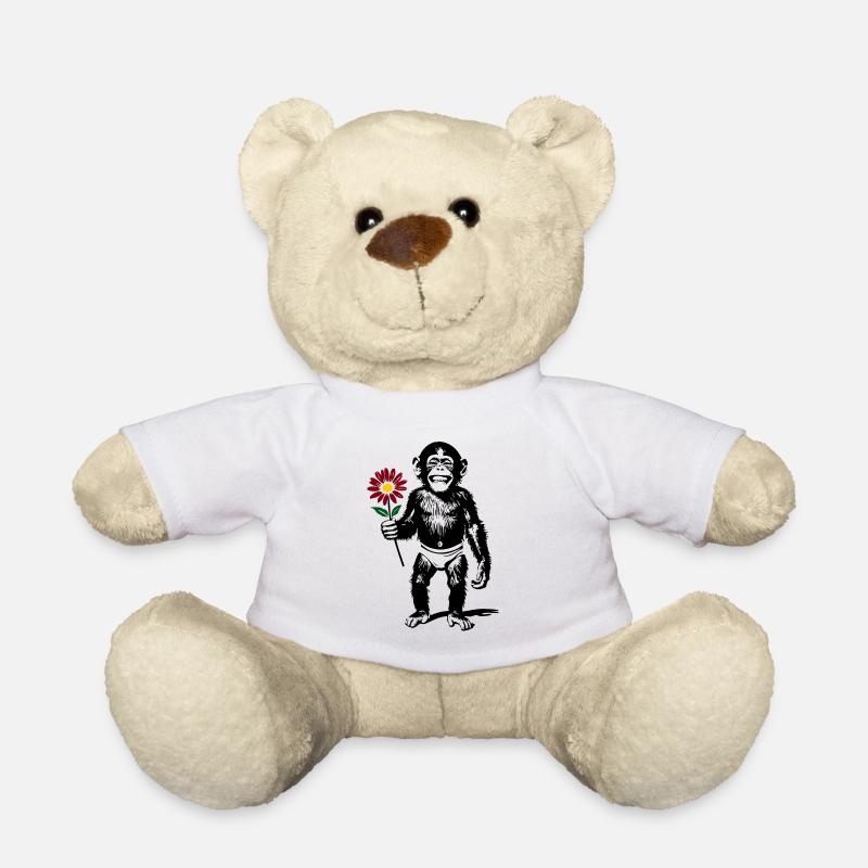 Singe avec fleur Cadeau de la Saint-Valentin - Nounours - blanc