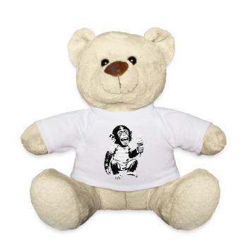 Playful Monkey with IceCream Design - Teddy Bear - white - Front