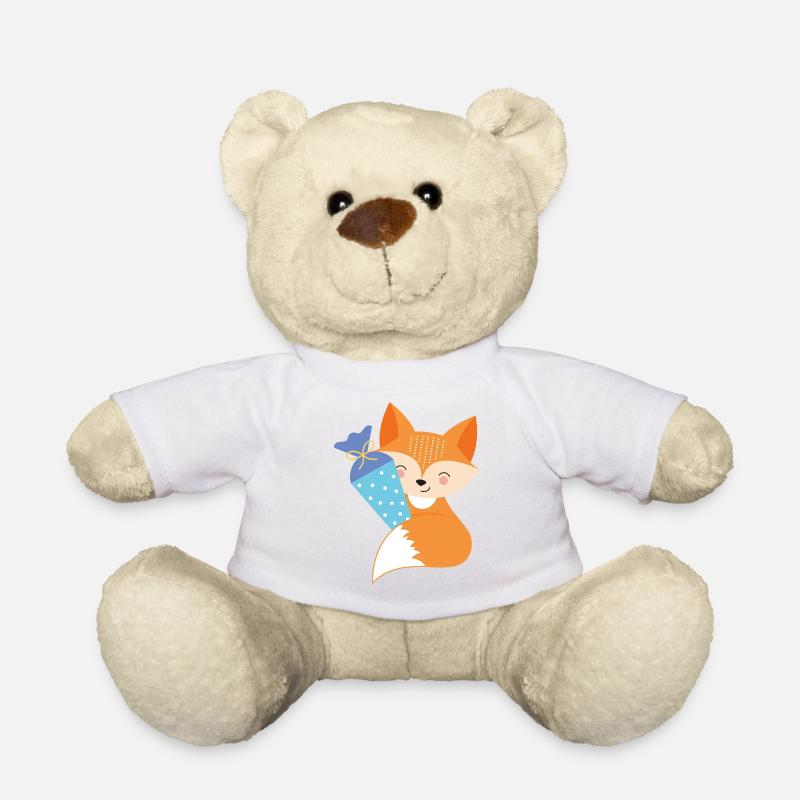 Fuchs mit Schultüte Einschulung - Teddy - Weiß