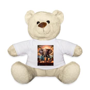 Elephant at the bar - Teddy Bear - white - Front