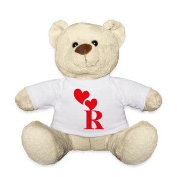 Letter r red heart - Teddy Bear - white - Front