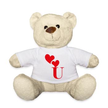 Letter u red heart - Teddy Bear - white - Front