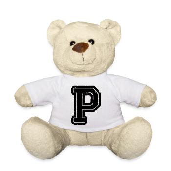 letter P - Teddy Bear - white - Front