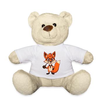Witty Fox with Glasses: Confident Cartoon Style - Teddy Bear - white - Front