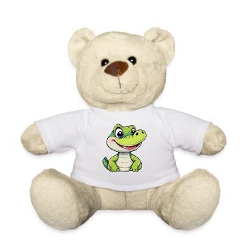 Smiling crocodile with Big Blue Eyes - Teddy Bear - white - Front