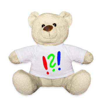 Point d’exclamation/point d’interrogation style bande dessinée - Nounours - blanc - Devant