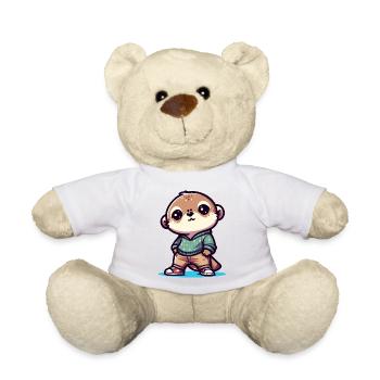 Loutre de dessin animé mignonne en tenue décontractée - Nounours - blanc - Devant