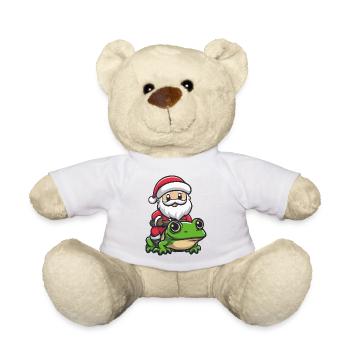 Frog Santa Claus Cartoon - Teddy Bear - white - Front