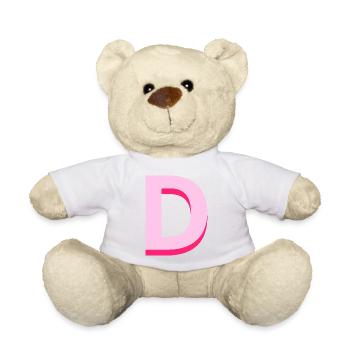 Lettre d rose pop et moderne - Nounours - blanc - Devant