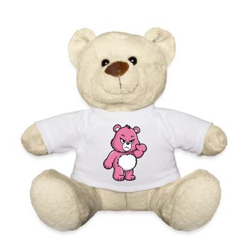 Angry Pink Bear Cartoon - Teddy Bear - white - Front