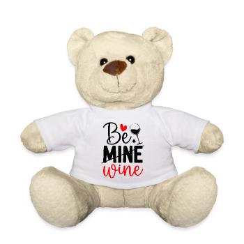 Witziges Be Mine Wine Valentinstag Wein Liebhaber - Teddy - Weiß - Vorne