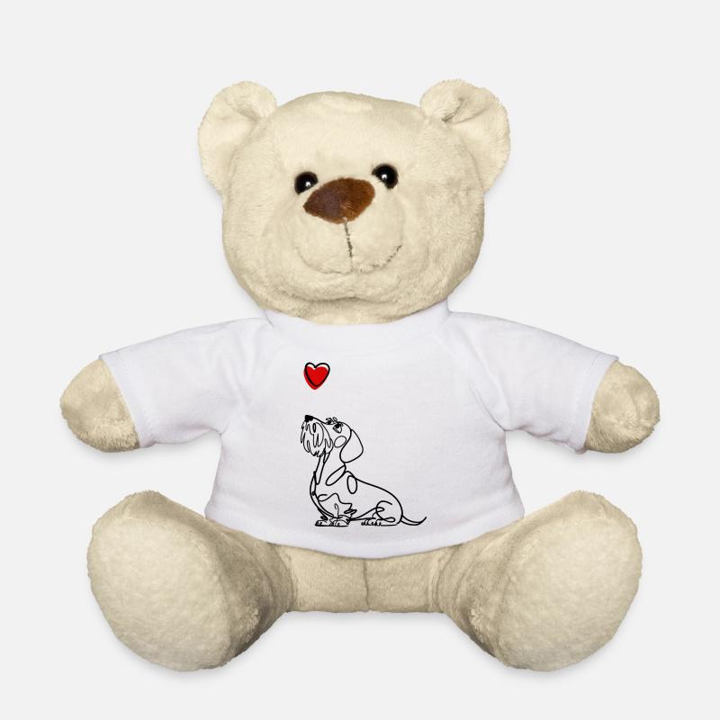 Rauhaadackel mit Herz, Dackel mit Herz. - Teddy - Weiß