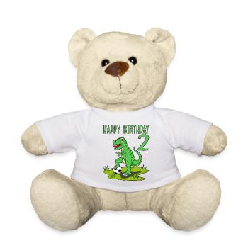 dinosaure rex football 2 joyeux anniversaire vert - Nounours - blanc - Devant