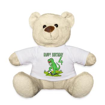 Dinosaure Rex Football 4 Joyeux Anniversaire Vert - Nounours - blanc - Devant