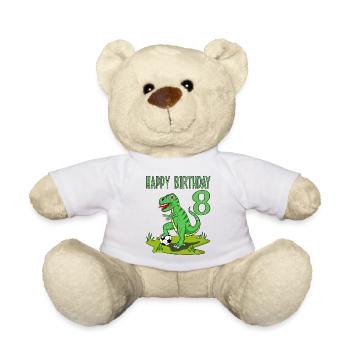 Dinosaure Rex Football 8 Joyeux Anniversaire Vert - Nounours - blanc - Devant