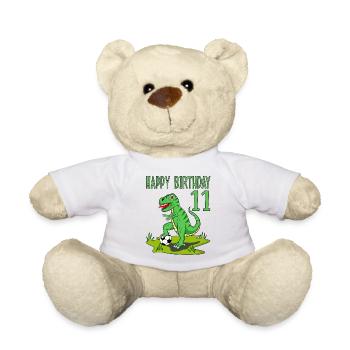 dinosaure rex football 11 joyeux anniversaire vert - Nounours - blanc - Devant