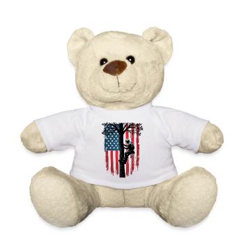 Baumpfleger Flagge Wald Holzfäller Geschenk - Teddy - Weiß - Vorne