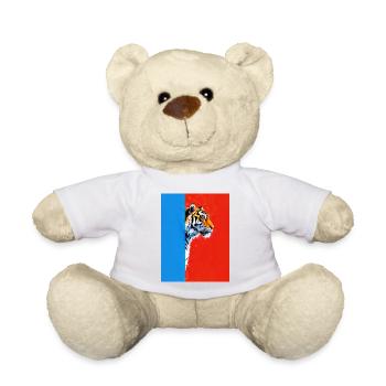 Tiger auf buntem Hintergrund - Teddy - Weiß - Vorne