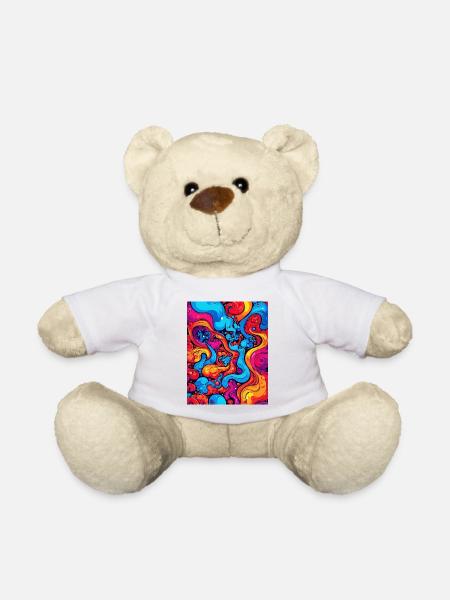 Abstract art of colorful swirls - Teddy Bear - white