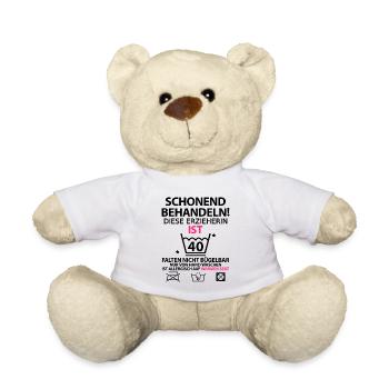 40. Geburtstag Erzieherin Lustig mit Spruch - Teddy - Weiß - Vorne