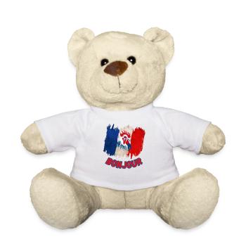Bonjour France-French Pride coq gaulois - Nounours - blanc - Devant