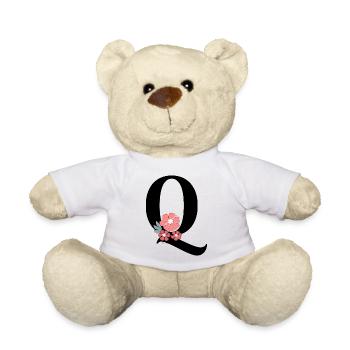 Letter q Minimalist Flowers - Teddy Bear - white - Front