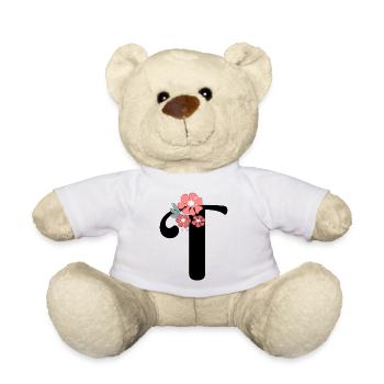 Lettre t fleurs minimalistes - Nounours - blanc - Devant