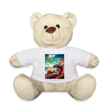Just Relax Cat - Teddy Bear - white - Front