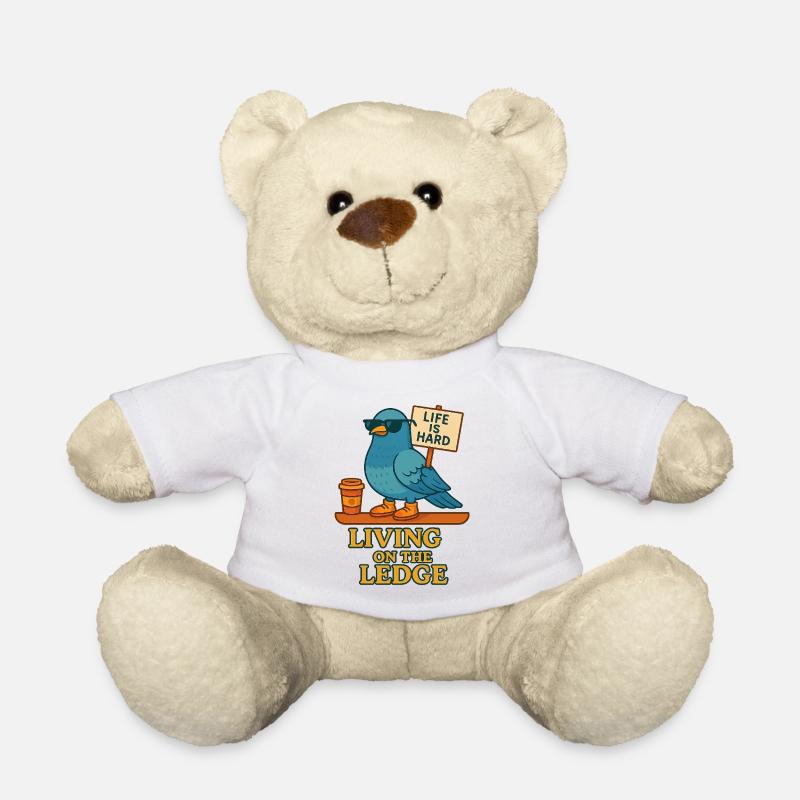 Lustige Taube mit Schild & Kaffee - Teddy - Weiß