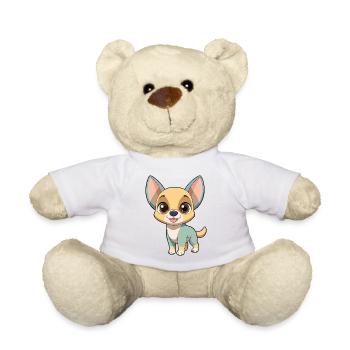 Entzückender Chiwawa-Cartoon mit großen Augen - Teddy - Weiß - Vorne