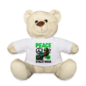 Alien with Peace Boombox - Teddy Bear - white - Front