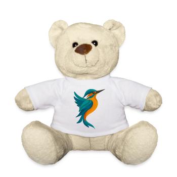 Stilisierter Eisvogel-elegante Form in Blau-Orange - Teddy - Weiß - Vorne