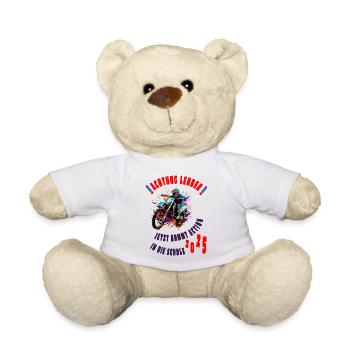 Einschulung 2025 - Achtung Lehrer - Motorrad - Teddy - Weiß - Vorne