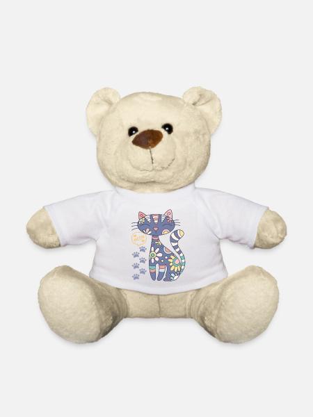 Mandala Katze - Teddy - Weiß