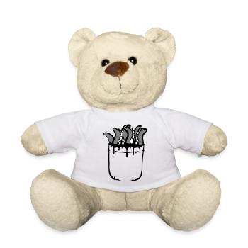 Tentacle Chest Pocket Octopus Monster Shirt Bag - Teddy Bear - white - Front