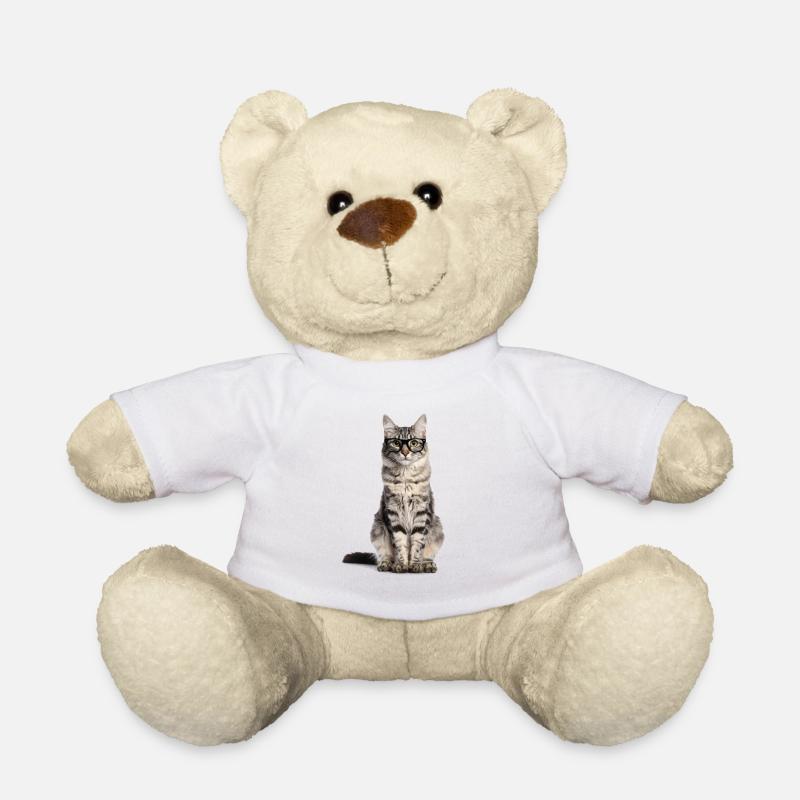 Getigerte Katze mit Brille – Wild at Heart - Teddy - Weiß