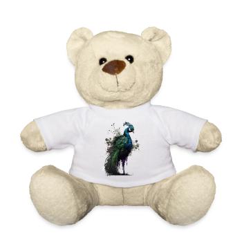 Aquarell Pfau - Teddy - Weiß - Vorne