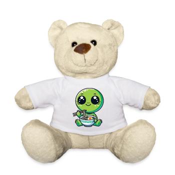 Alien mit Nudeln Ramen kawaii Alien - Teddy - Weiß - Vorne
