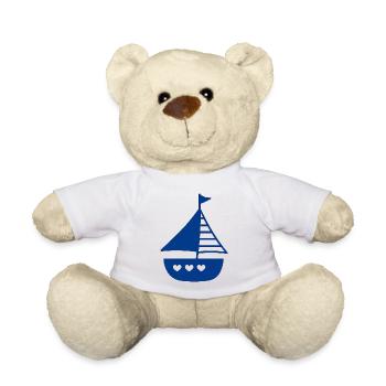 Conception ludique du bateau en forme de cœur - Nounours - blanc - Devant