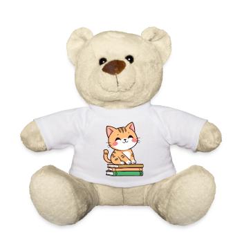 Katze mit Büchern - Teddy - Weiß - Vorne