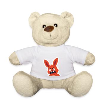 Angry Red Bunny Cartoon - Teddy Bear - white - Front
