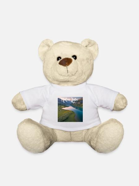 Nature Love Mountain Lake Landscape - Teddy Bear - white