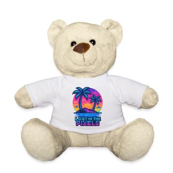 Verpixeltes tropisches Sonnenuntergangsdesign - Teddy - Weiß - Vorne