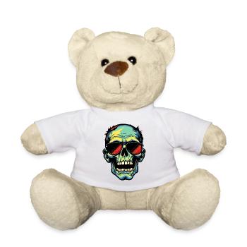 Colorful zombie skull with sunglasses - Teddy Bear - white - Front