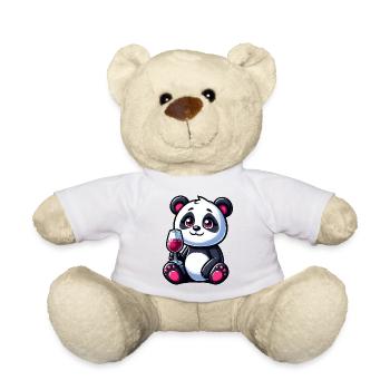 Süßer Panda Rotwein Weinliebhaber Cartoon Weinbau - Teddy - Weiß - Vorne