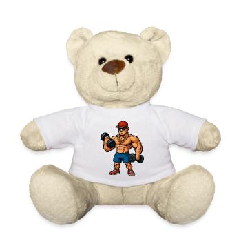 Culturiste avec chaîne en or et haltères - Nounours - blanc - Devant