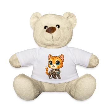 Cute Cat Cartoon Cyborg Robot Mech Cat - Teddy Bear - white - Front