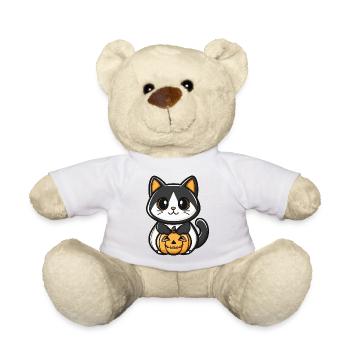 Cat Pumpkin Halloween - Teddy Bear - white - Front