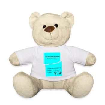 Humorous Quote Mornings of a Grumpy Man - Teddy Bear - white - Front